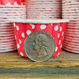 Valentine Red Bulk MINI Candy Nut Paper Cups- Mini Baking Liners - Red Polka Dot - 100 Pack