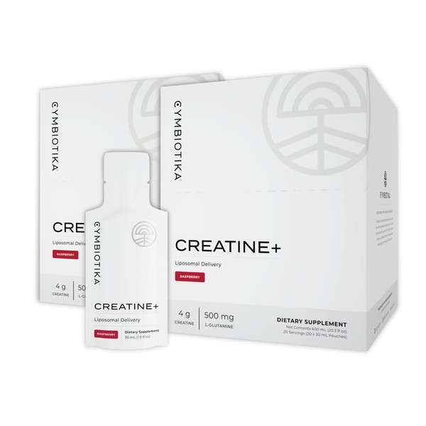 CYMBIOTIKA Liposomal Creatine+, 4mg Creatine and 500mg Glutamine, for Amino