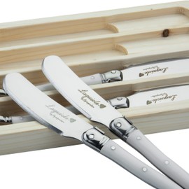 FlyingColors Laguiole Butter Knives / Spreaders Set, Stainless Steel,White, 4 Piece
