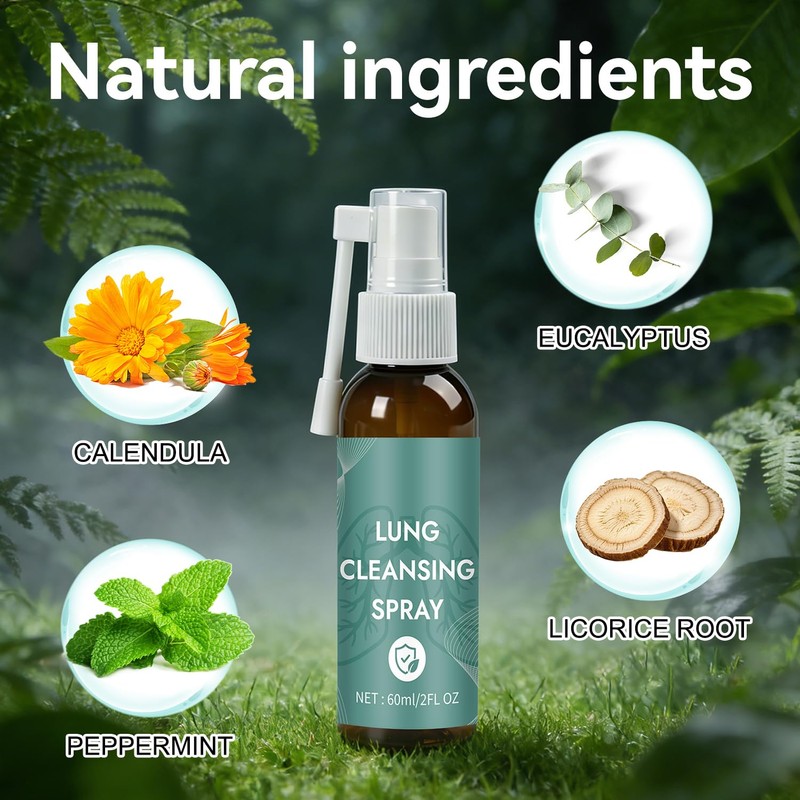 2Pcs Lung Cleansing Spray,Natural Herbal Lung Cleaning Spray(60ml)