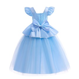 Lito Angels Princess Cinderella Fancy Dress Up Costume Party Ball Gown for Kids Girls Age 4-5 Years, Blue (Tag Number 120)