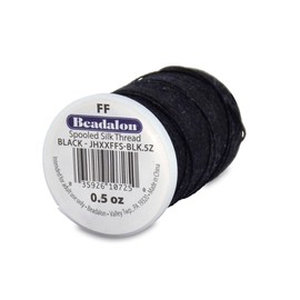 Beadalon Silk Thread, Size FF / .015 in, Black, 0.5 oz, 276 ft