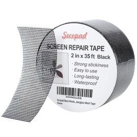 Secopad Black Window Screen Repair Tape, 2IN X 35FT (420IN) Screen Repair Kit for Windows or Doors, Strong Adhesive Patch Kit Fiberglass Mesh Tape
