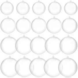 20Pcs Clear Fillable Ornaments Ball, Valentine's Day Tree Ornaments, Transparent DIY Craft Ball, Xmas Tree Hanging Balls Decorations for Holiday Wedding Birthday Party Favors Gifts