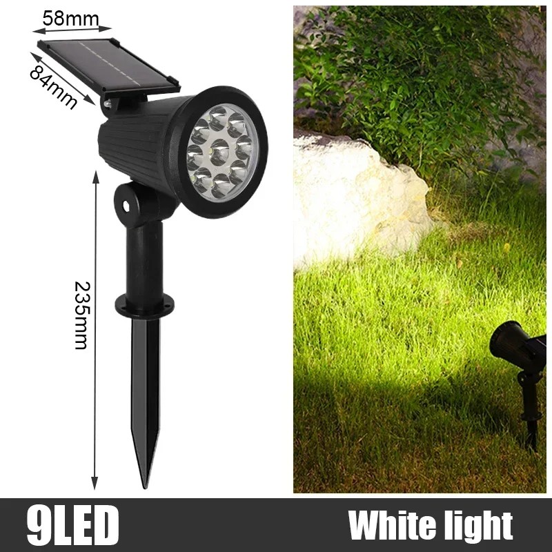 9-LED RGB Solar Spot Lights for Outdoor Landscaping – IP65