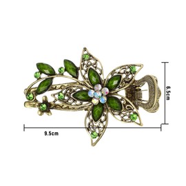 Women's Hair Clips Vintage Rhinestone Flowers Hair Clip Elegant Hair Accessories Green