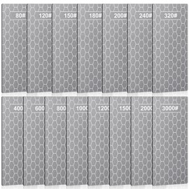 15 Pcs Diamond Sharpening Stone, Diamond Lapping Plate with Extra Fine/medium/coarse Plate and Non-slip Base 80/120/150/180/200/240/320/400/600/800/1000/1200/1500/2000/3000 Grit