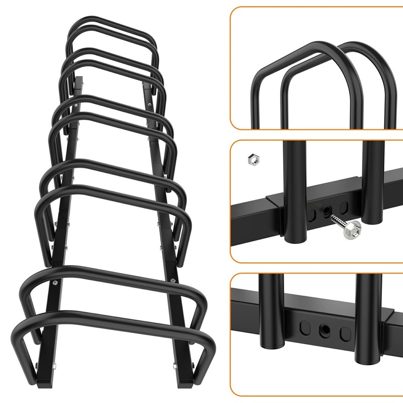 WALMANN 5 Bikes Floor Bike Stand, Bike Parking Rack Garage