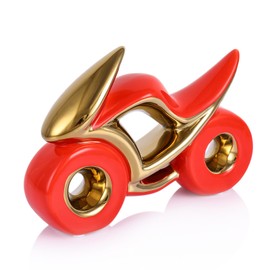 Home Decor Motorcycle Statuette,Ceramics Motorcycle Model Desk Ornaments,Motorcycle Art Desk Figurines Bookshelf Office Décor for Men Dad Son Friends Motorcyclist Man Cave Decor-Red Gold