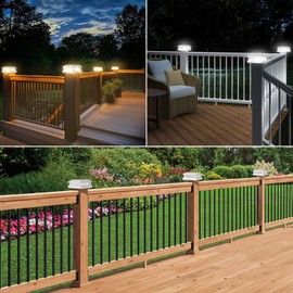 Solar Post Lights Outdoor 12-Pack, 2 Lighting Modes 16 LEDs Solar Post Cap Lights for 4x4 4.5x4.5 5x5 Vinyl Wooden Posts Waterproof, Fence Light Solar Powered for Deck Fence Yard Porch, White