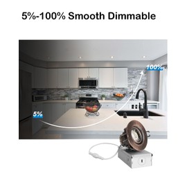 ZYC 3 Inch Recessed LED Lights - 4 Pack Oil-Rubbed Bronze Round Gimbal Light, LED Downlight Gimbal - 900 Lumens, 8 Watts, Dimmable, 5CCT, Recessed Ceiling Lighting Fixture, ETL Listed, 4 Pack-3IN-BR