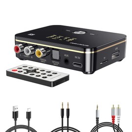 Bluetooth 5.0 Audio Receiver Transmitter 2 in 1 with Remote, Bluetooth Hi-Fi Audio Adapter with 3.5mm＆RCA,COAXIAL,Optical,NFC,Aptx-LL for Home and Car Stereo, AV Receiver or Amplifier