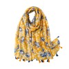 AssoetedFun Yellow Scarfs for Women Lightweight Blue Flowers Floral Print