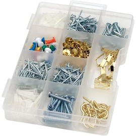 Rocky Mountain Goods 521-Piece Kitchen Drawer Assortment Kit – Includes Anchors, Nails, Screws, Cup Hooks, Picture Hangers, Thumb Tacks, Push Pins – Zinc and Brass Plated for Home and Office Use