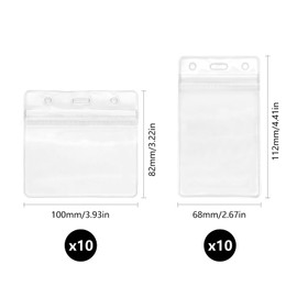 20 Pieces ID Card Covers, Waterproof Name Badge Holder, PVC Credit Card Protector for Access Card, Driving License and School ID Card (Horizontal and Vertical)