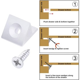 50pcs Drawer Repair Kit, Drawer Supports Drawer Bottom Sagging Repair Fix Mending Wedges, Drawer Repair Kit with Screws Furniture Chest Drawer Bottom Repair Fixing Mending Wedges Drawer