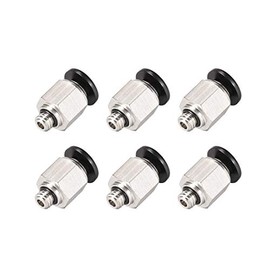 sourcing map Straight Pneumatic Push to Quick Connect Fittings M6 Male X 6mm Tube OD Silver Tone 6pcs