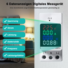 Ailao Electricity Meter, DIN Rail, Electricity Meter, Single Phase LCD Current Meter, Digital Energy Cost Meter, Calibrated, AC 80-270 V Current 0-100 A, for Monitoring Electricity