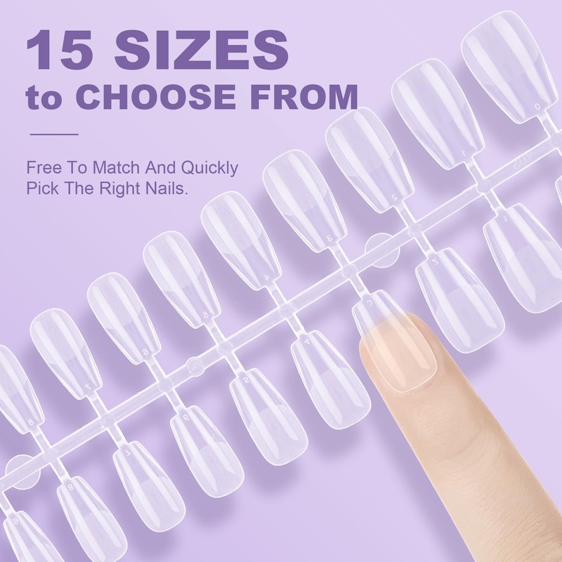 Nzakybbi Ballerina Tips for Gel Nails, Short Nail Tips, 240