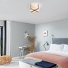 VILUXY Semi-Flush Mount Ceiling Light Fixture with Wood and Off-White