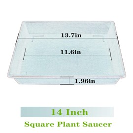 NIMYAU Square Plant Saucer 14 Inch 2 Pack 8 12 14 16 18 20 Plant Trays for Pots Heavy Duty Plastic Plant Saucers for Indoors Outdoors, Flower Pot Plant Drip, Extra Lager No Holes Plant Tray