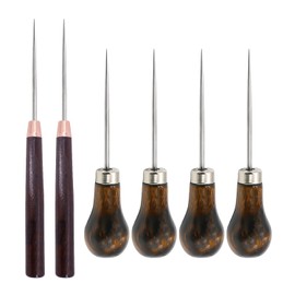 6 Pieces Punch Numbers Slim Mahogany Awls Pumpkin Awl Wood Handle Awl Pointed Hole Drill Bits for Sewing and Patchwork of Corners for Drilling Holes