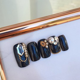 Deep Navy Handmade Nail Tips - Long Point / 딥 네이비 수제 네일팁 - 롱포인트