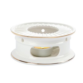 KAYCROWN Teapot Warmer, Ceramic Tea Warmer with Tealight Holder, Teapot Heater for Heating Coffee, Milk, Tea Light Heater, Candle Warmer (White)