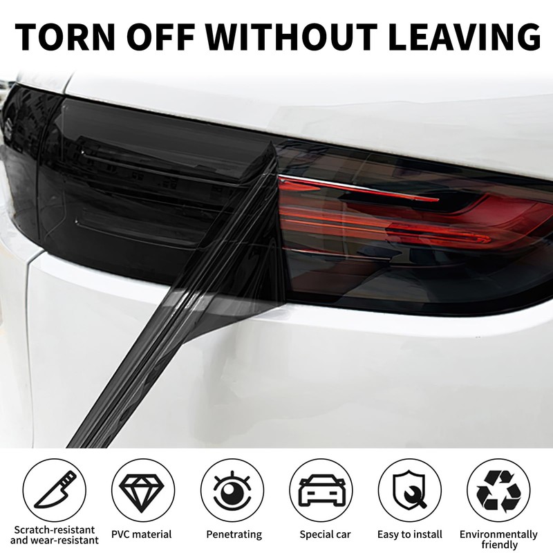 Car Headlight Tint Film 12x48 inches Smoke Vinyl Taillight Sticker