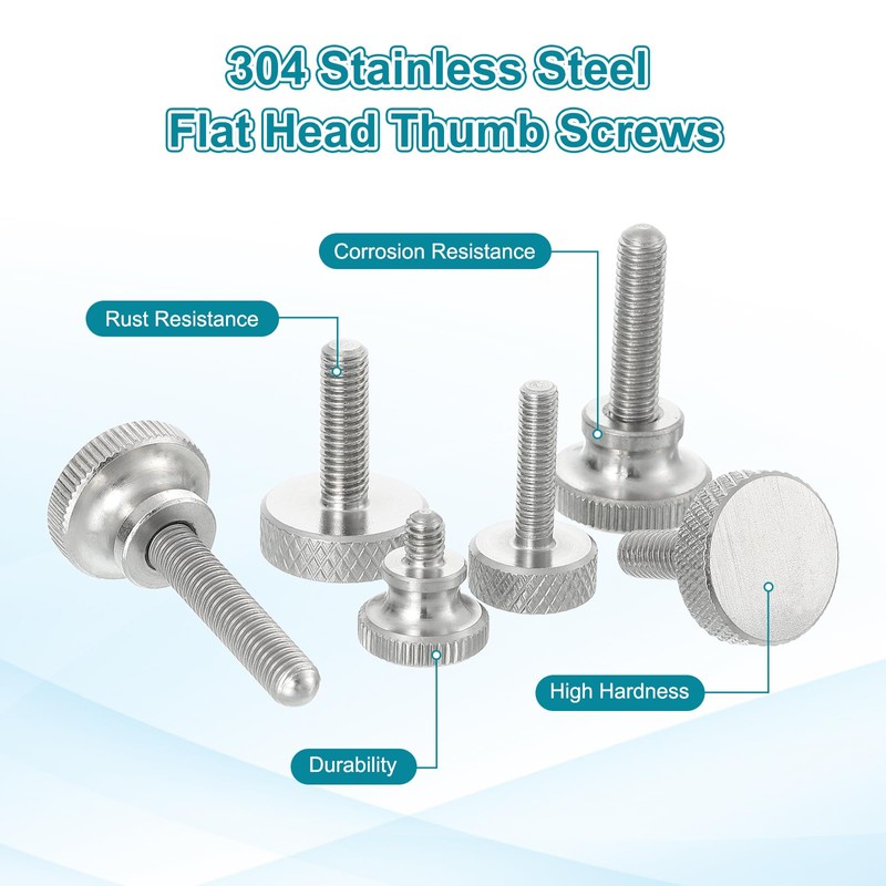 sourcing map M4x30mm Knurled Thumb Screws, 304 Stainless Steel Diamond