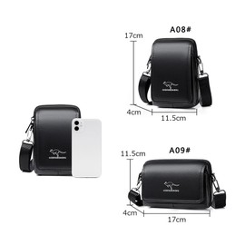 Whatna Mini One Shoulder Bag, Men's, Mini Waist Bag, Fanny Pack for Motorcycles, PU Leather, Unisex, Mini Crossbody Bag, Chest Bag, One Shoulder, Lightweight, Brown, Black, Black B