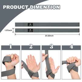 NEALFIT Lifting Straps for Weightlifting, Wrist Straps for Weightlifting, Deadlifts, Bodybuilding, Strength Training, Weight Lifting Straps for Men&Women (Grey)
