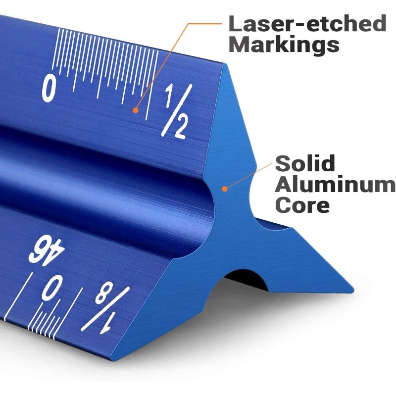 Hutou Blue Triangular Architect Ruler 12 Inch High Grade Aluminum