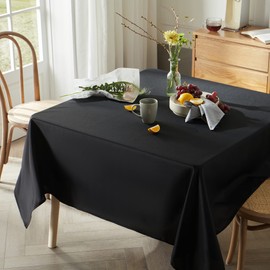 Mysky Home Square Tablecloth 54x54 Inch Black Tablecloth Washable Polyester Table Cloth for Square or Round Tables Buffet Table, Parties, Holiday Dinner, Wedding