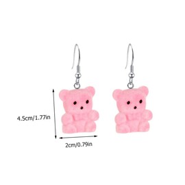 BESPORTBLE 4 Pairs Resin Bear Ear Decors Cute Cartoon Girl Earrings Comfortable Lightweight Jewelry for Women Birthday Party Wedding Daily Wear Random Colors Random Color