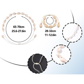 KAPSING Set of 2 Shell Necklace Bracelets Set, 1 Choker Shell and 1 Shell Bracelet, for Girls and Ladies, Shell, Plastic, No Gemstone