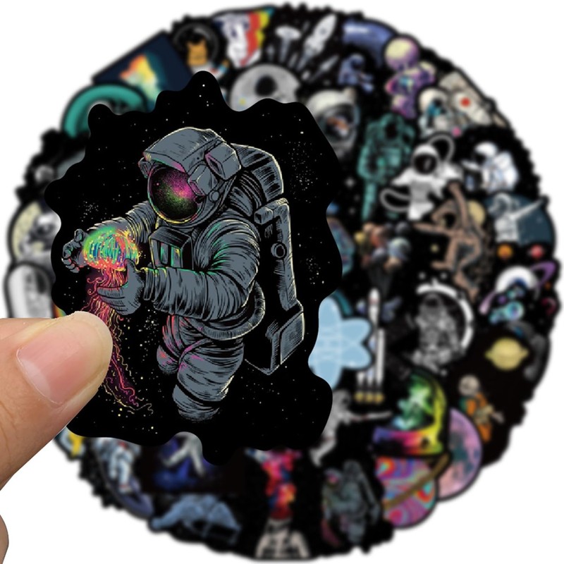 50 Space Stickers, Vinyl Waterproof Aesthetic Scrapbook Sticker Pack, For
