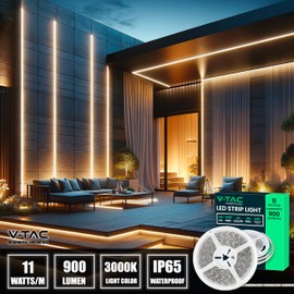 V-TAC Striscia Led da Esterno IP65 Impermeabile 12W - 5 Metri di Lunghezza - SMD 5050 Alta Luminosità - Luce 3000K Bianco Caldo - Strisce Led - per Giardino, Balcone, Cortile - 12 Volt