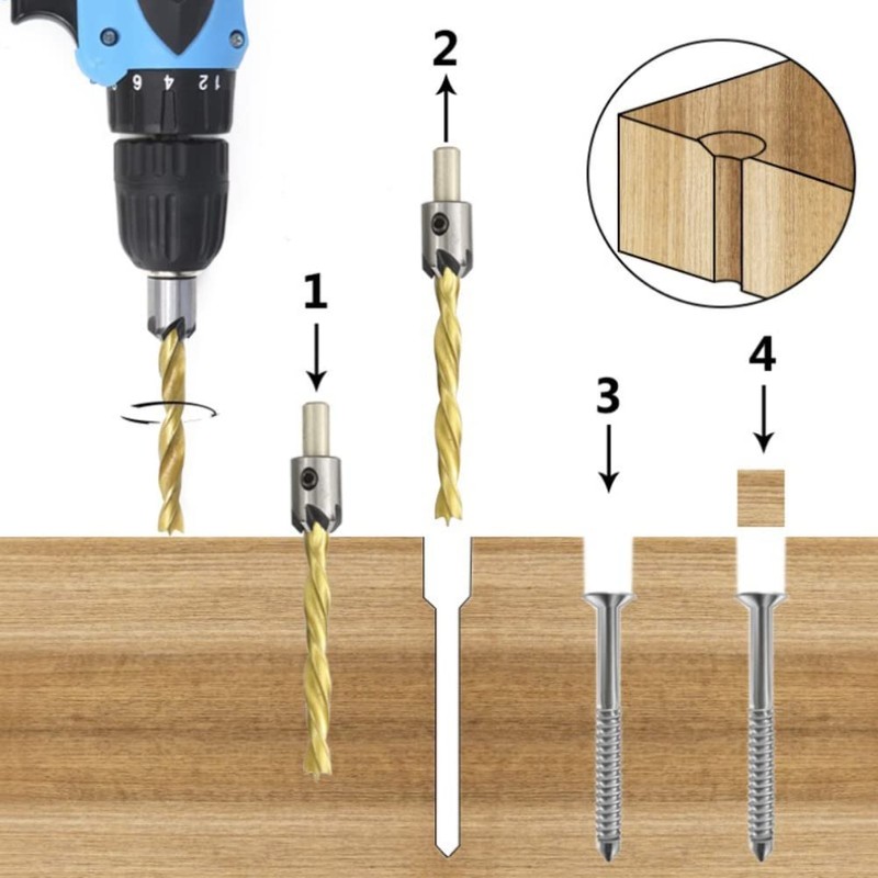 Countersink Drill Bit Set Counter Sink Bit Woodworking Carpentry Reamer