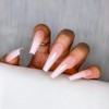Morily 24pcs Fake Nails Nude White Ombre Ballerina Long Coffin