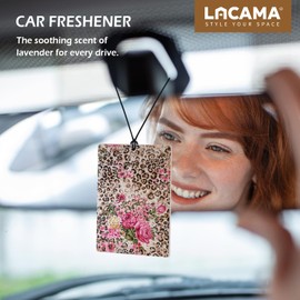 Lacama Retro Pink Cheetah Car Air Freshener 3Pcs, Retro Funky Cheetah Floral Luxury Club Cars Scents Air Freshener for Women Girls Gifts, Coquette Girly Car Accessories Interior Mirror Decor Hanging