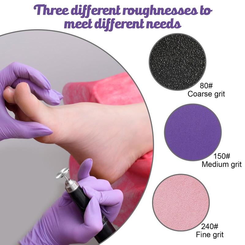 60-Piece Sanding Disc, Pedicure Set, 25 mm Replacement Sandpaper Base,