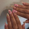 3D Flower Press on Nails Medium Almond OFDNE Pink Flower
