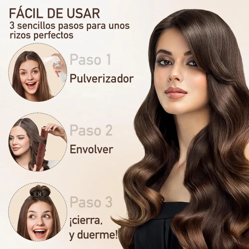4pzs Rizador De Cabello Heatless Curls,rulos Para Cabello Marrón