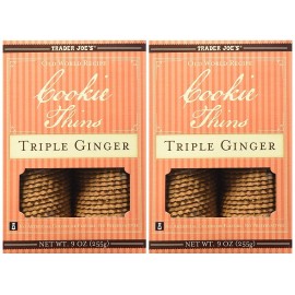 Trader Joe's 2 Packs of Trader Joe's Cookie Thins Triple Ginger 9 oz Ea = 18 total