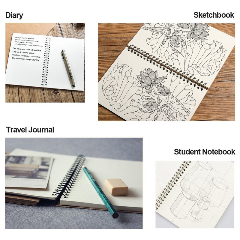 DSTELIN Soft Cover Spiral Notebook Journal 2-Pack, Blank Sketch Book