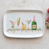 Creative Co-Op Stoneware Platter with Holiday Cocktails and Gold Electroplating,