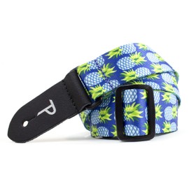 Perri's Leathers Ltd.- 1.5" Ukulele Strap- Turquoise Pineapples- Adjustable- Made in Canada - (FWS15-7096)