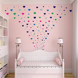 ANFRJJI 6 mix colors Set of 222 Hearts Wall Decal Decor Nursery Adhesive Heart Wall Parttern Decal Vinyl Stickers for Kids Baby Nordic Bedroom Decoration JWH156 (blush+bright green+pea green+medium blue+blue+dark gray)