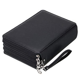 BTSKY Organizador de lápices de colores de 200 ranuras – Estuche de piel sintética de lujo con asa de extracción – Caja grande para lápices de colores lápices de acuarela, Black, moderno